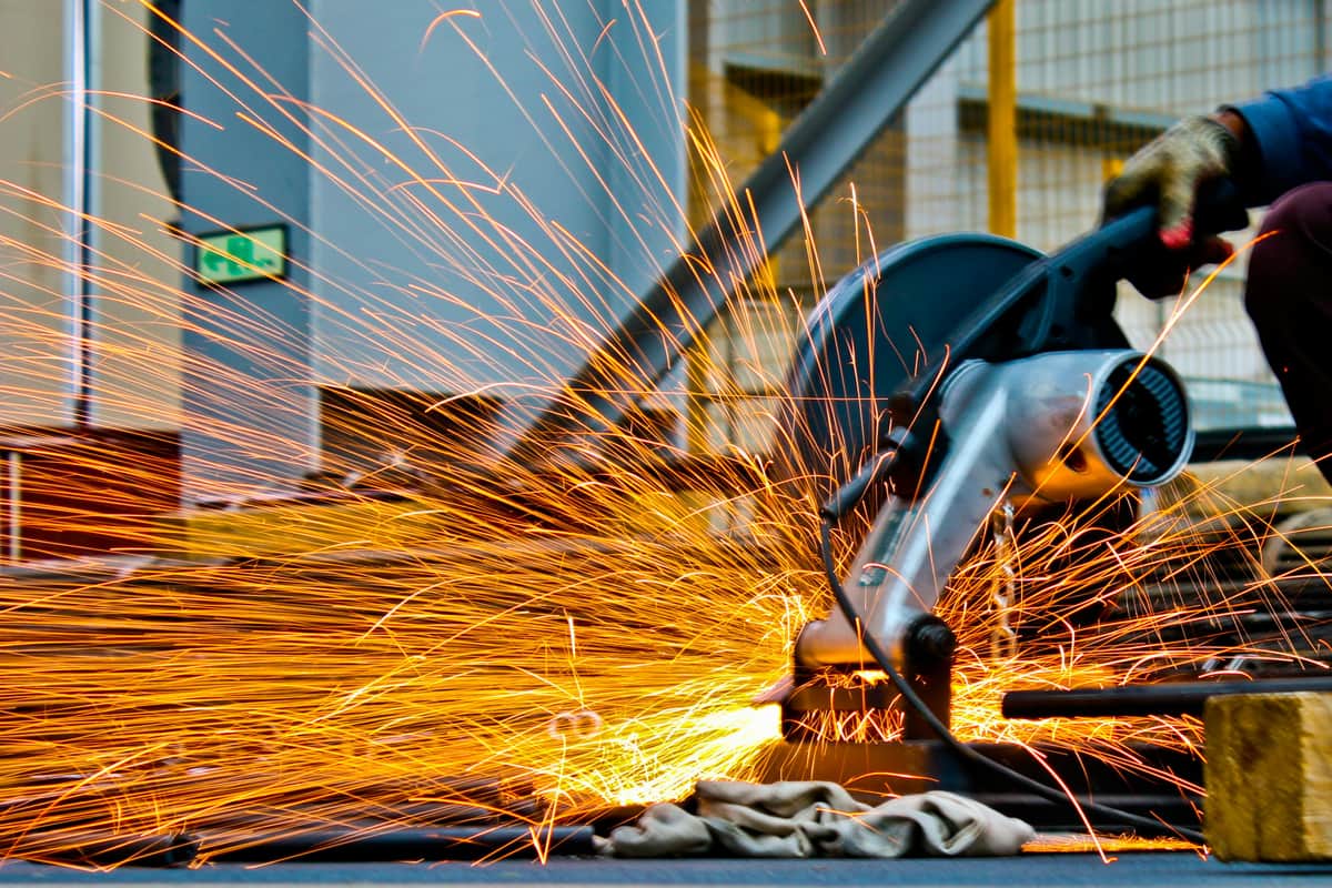 Metal fabrication work underway on a manufacturing floor