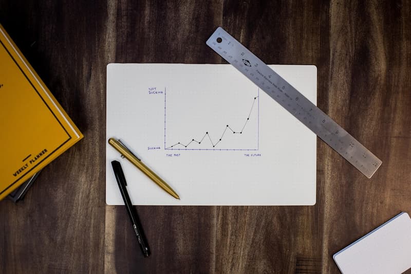 Business owner reviewing financial projections and growth charts at a desk